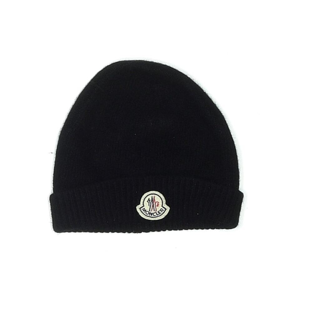 Authentic Adult Moncler Logo Black 100% Wool Beanie Hat Ski Cold Winter Gift